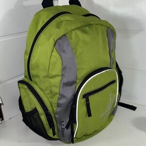 LL Bean chartreuse nylon back pack
